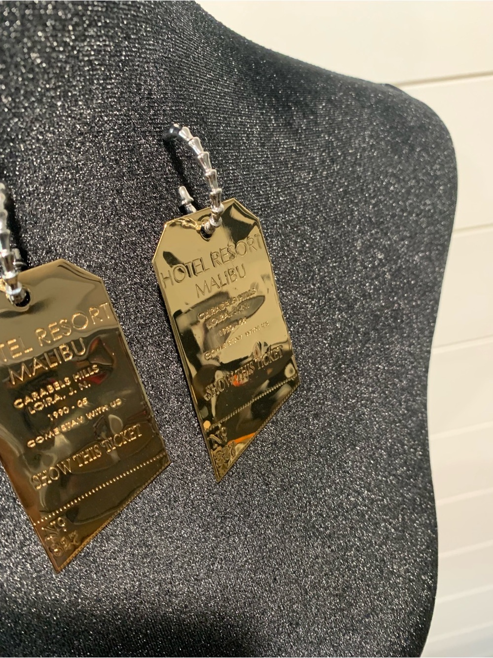 Zara Gold Tag Drop Earrings